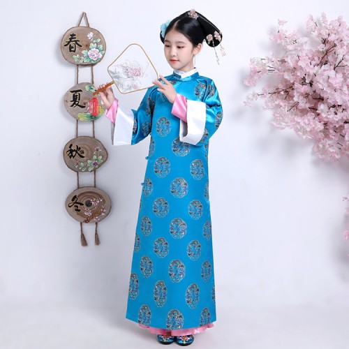 Child Traditional Princess Dance Costume Girl Qing Dynasty Costume Children Hanfu Ancient Court Dress for Cosplay Stage Show